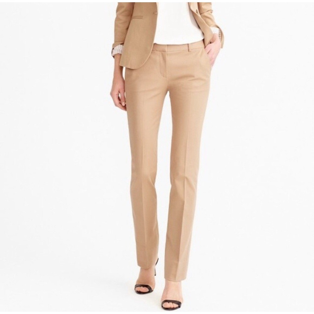 J.Crew Women's Wool Blend Slim Ankle Skimmer Dress Pants Camel Sz 2 Style‎ 53528